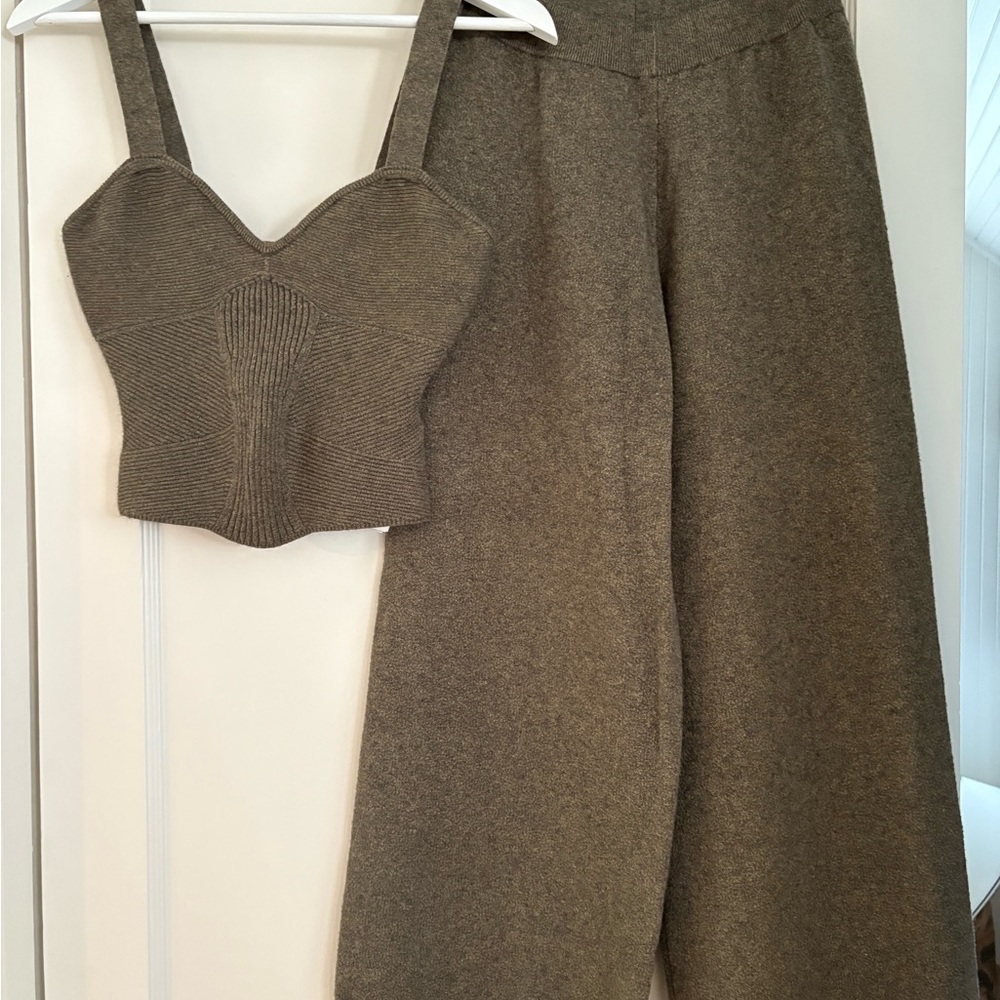 MINKPINK Knit Corset Top and Wide Leg Pants